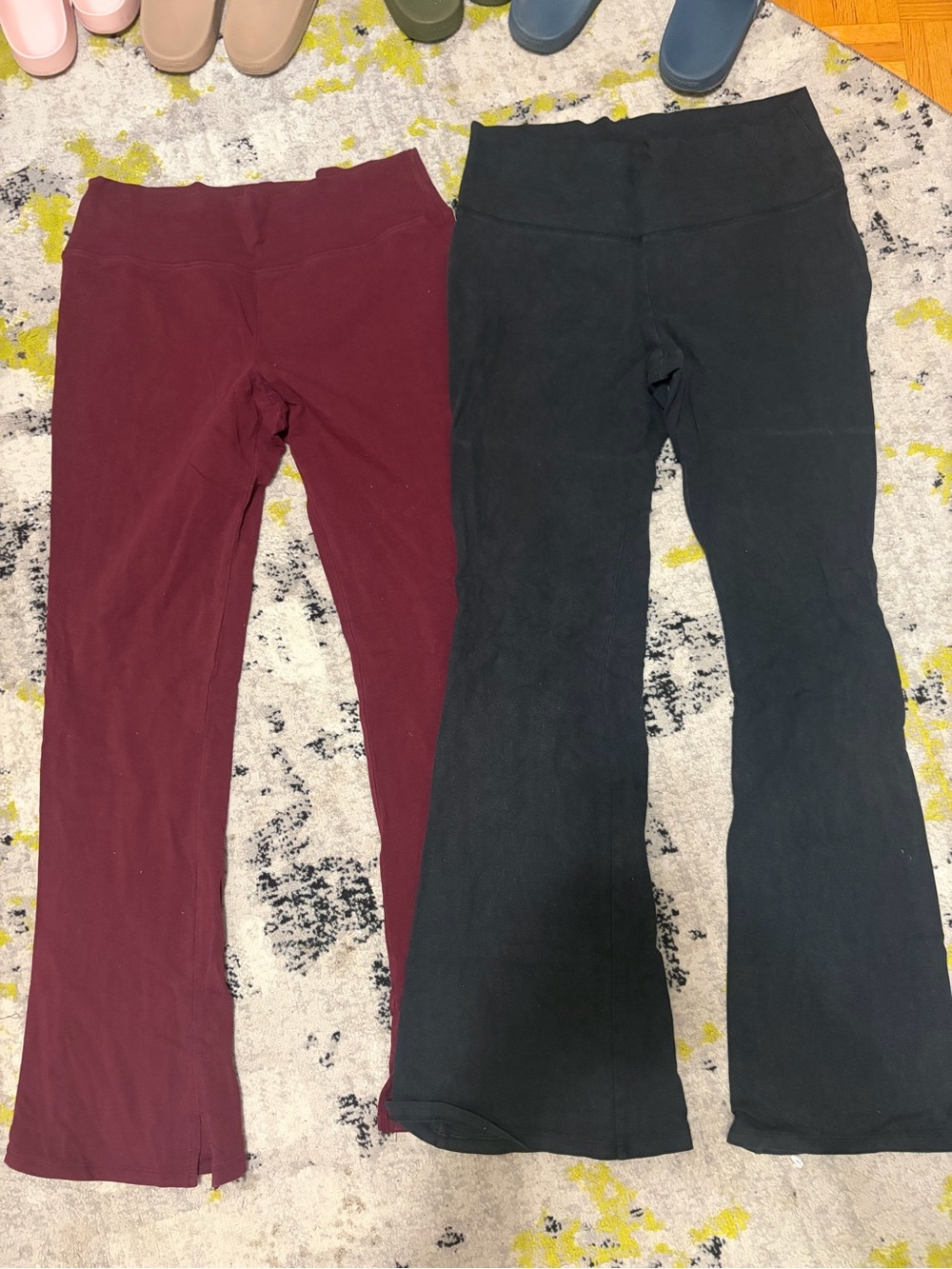 wild fable women’s Stretch Flare Leggings in Black and Burgundy